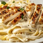Creamy Garlic Parmesan Chicken Pasta served in a bowl with fresh parsley garnish
