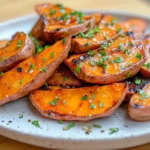 Perfectly cooked sweet potato cubes with a crispy exterior, fresh out of the air fryer, served in a bowl