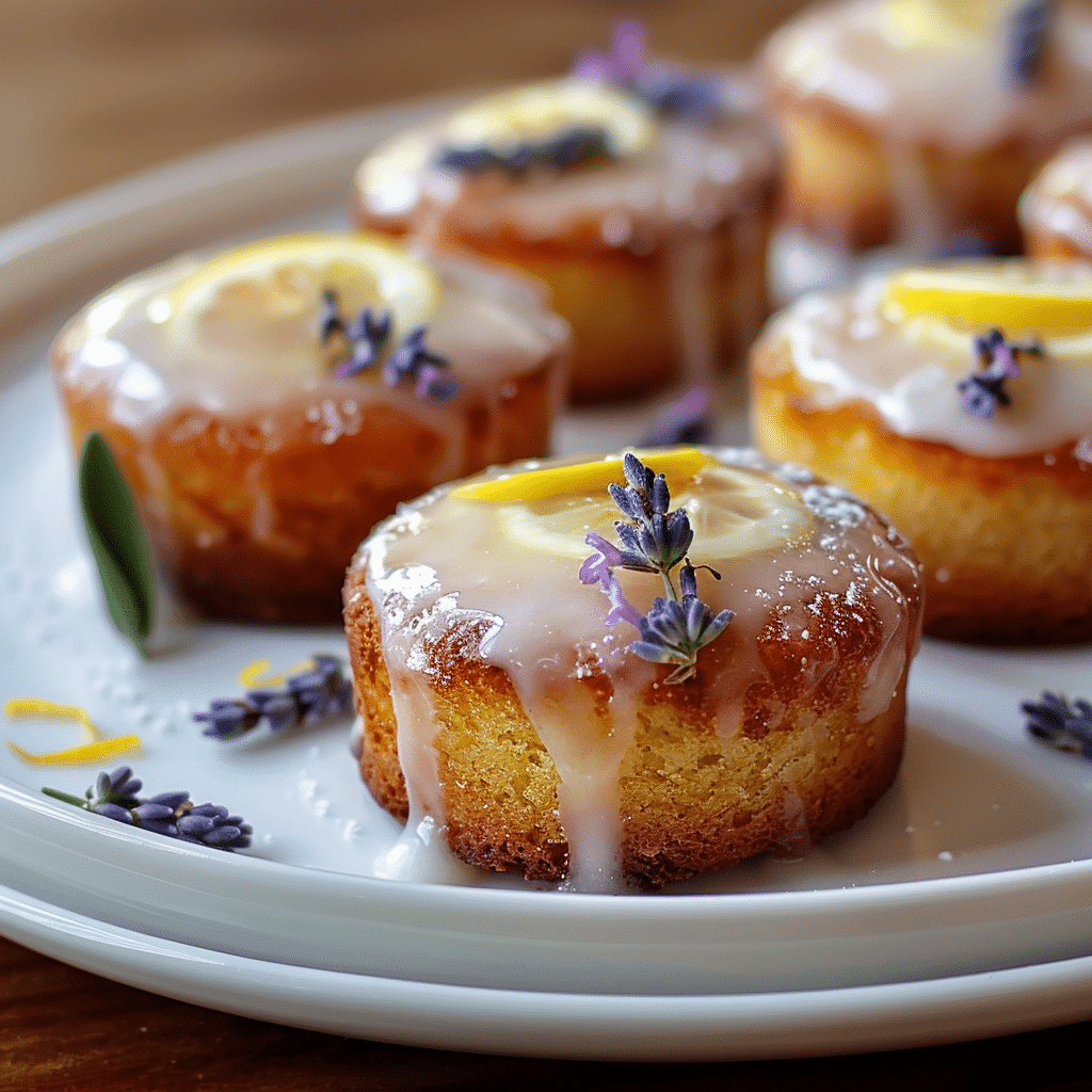 Mini Lemon Cakes With Lavender Glaze