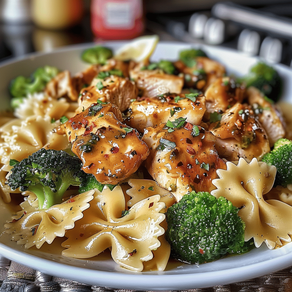 Cowboy Butter Lemon Bowtie Chicken with Broccoli