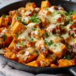 Sweet Potato Skillet with BBQ Chicken & Cheese