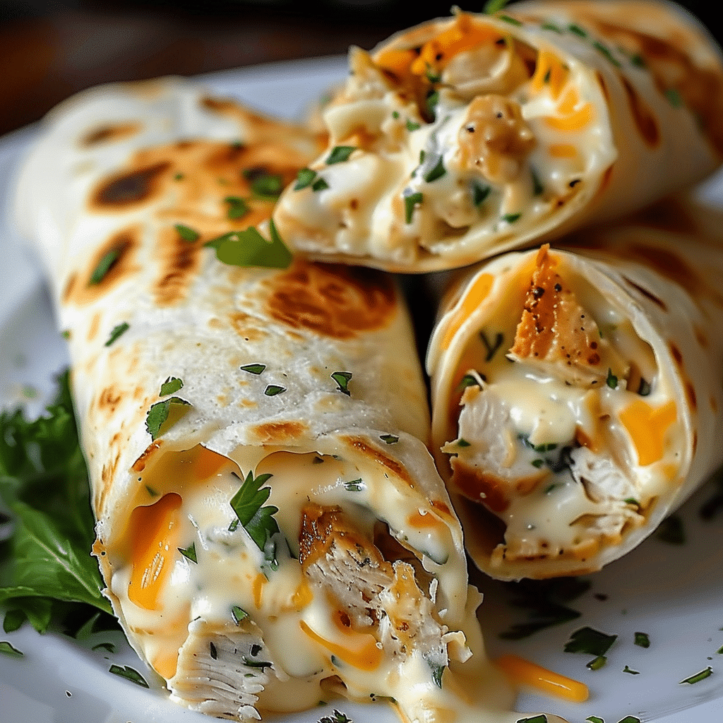 Cheesy Garlic Chicken Wraps