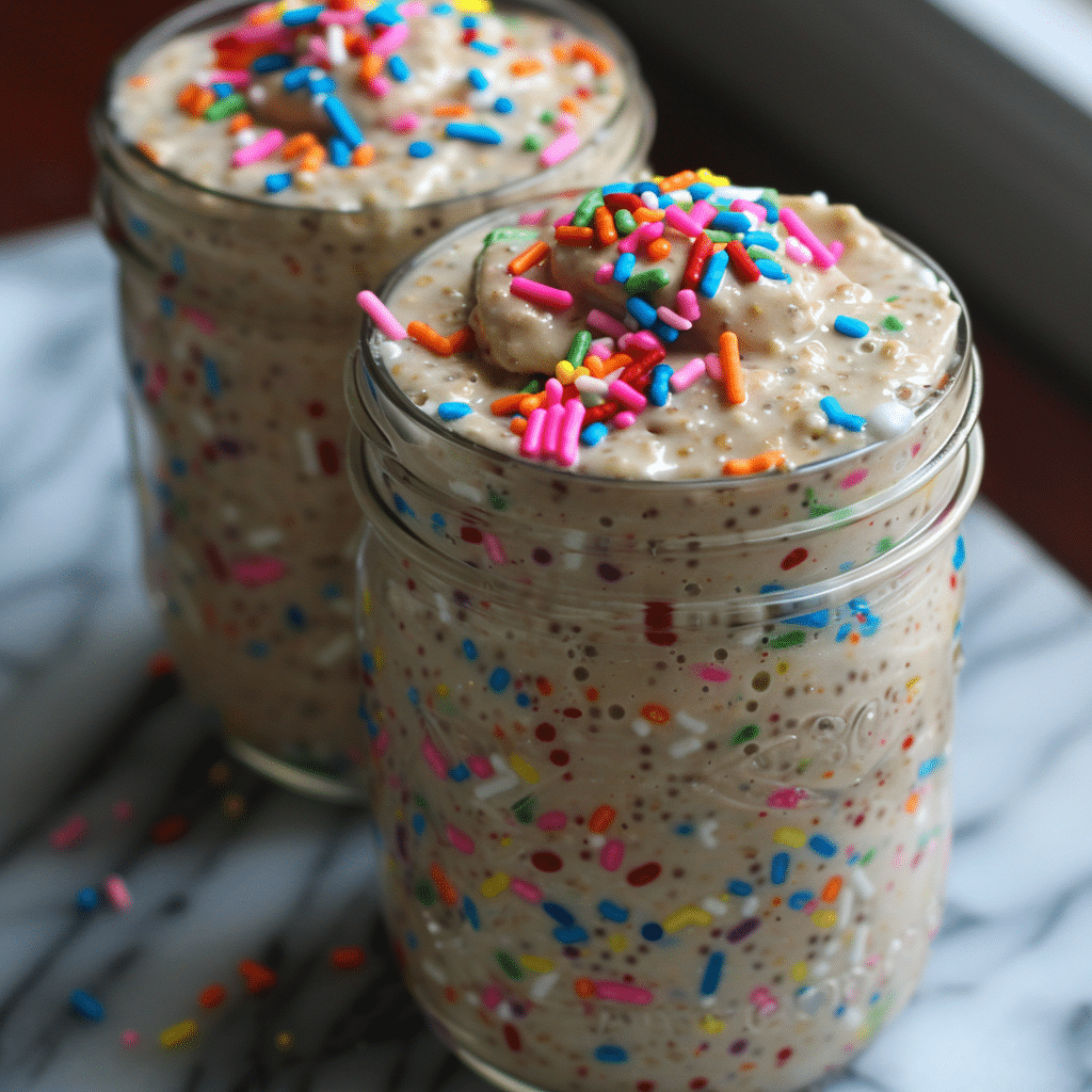 Cake Batter Overnight Oats – Sweet & Savory Shaker