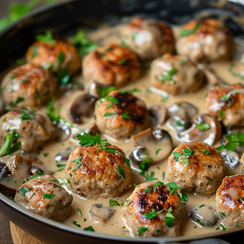 Creamy Mushroom Chicken Meatballs Recipe 6 image 1779558199448
