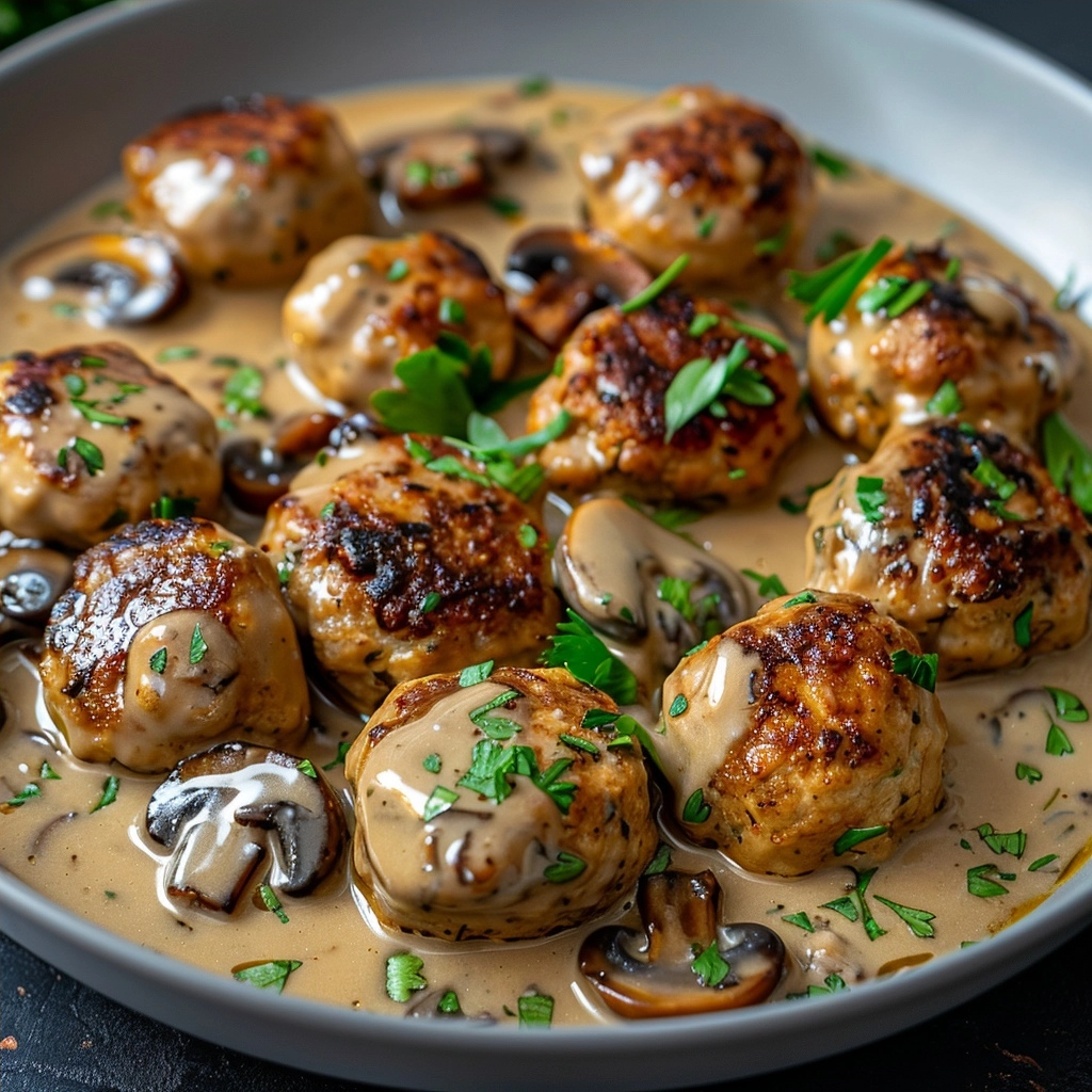 Creamy Mushroom Chicken Meatballs Recipe 6 image 1783119225919