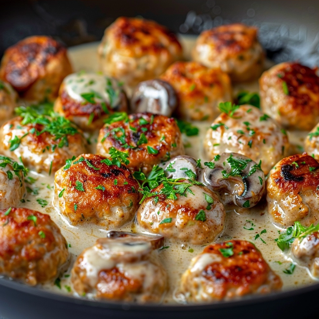 Creamy Mushroom Chicken Meatballs Recipe 7 image 1783119233727