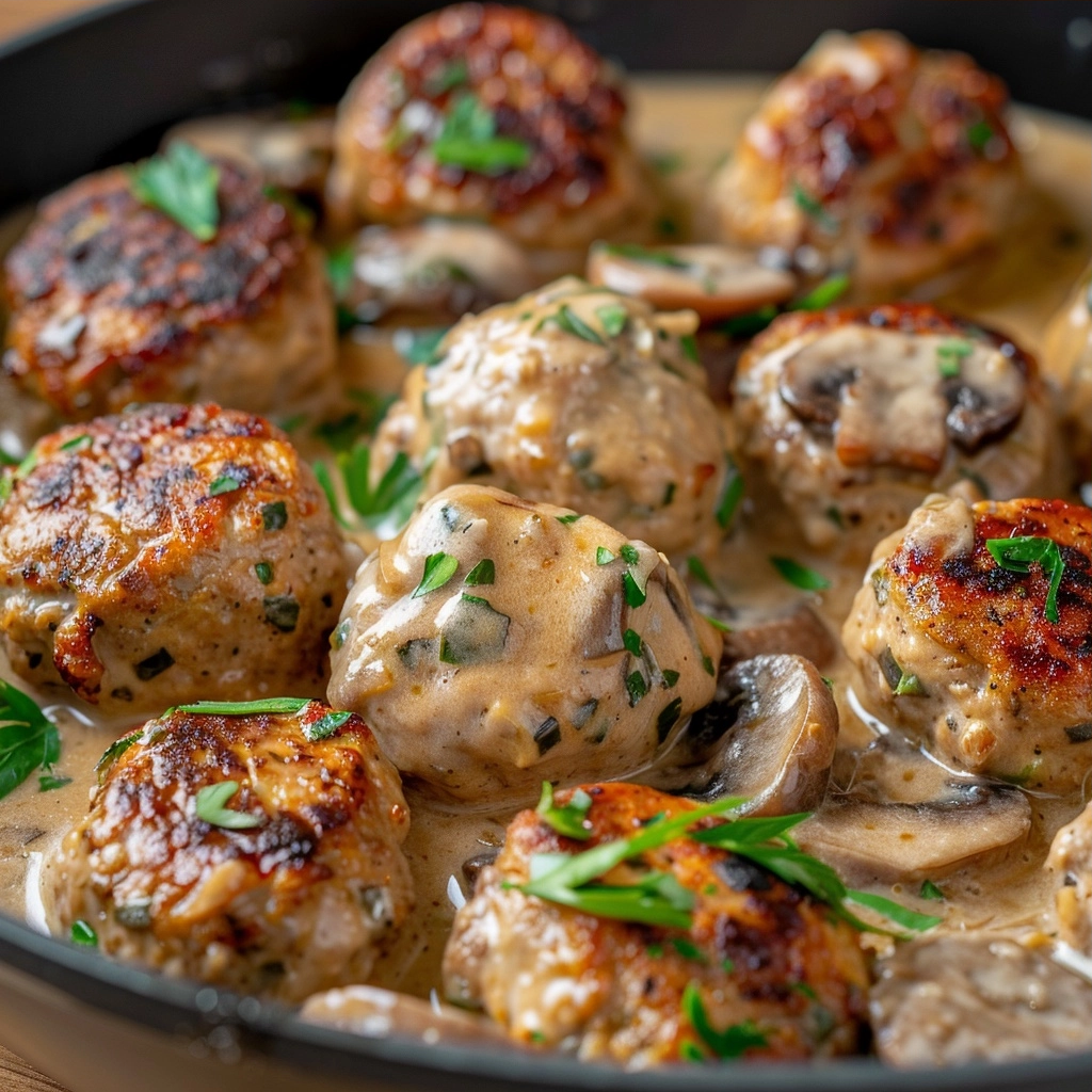 Creamy Mushroom Chicken Meatballs Recipe 8 image 1783119241195