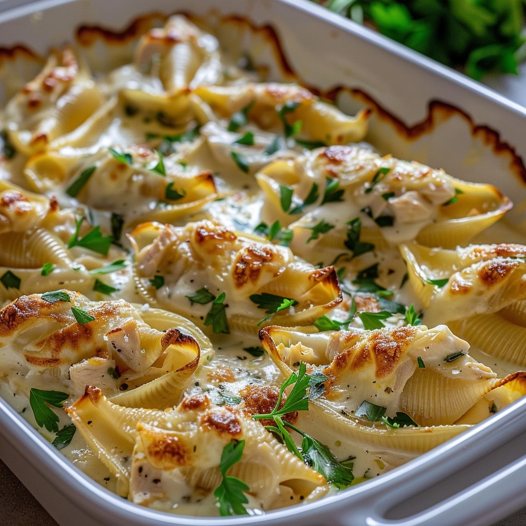 Garlic Butter Chicken Alfredo Stuffed Shells Recipe 8 image 1783279651488
