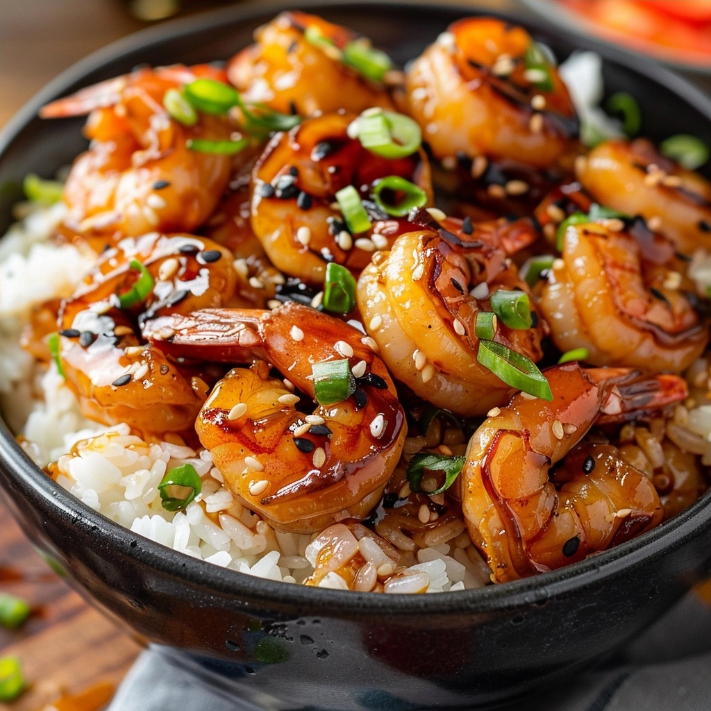 Teriyaki Shrimp Rice Bowls for easy seafood dinners