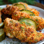 Crunchy Parmesan Chicken with Tangy Dill Pickle Flavor for a Delicious Twist