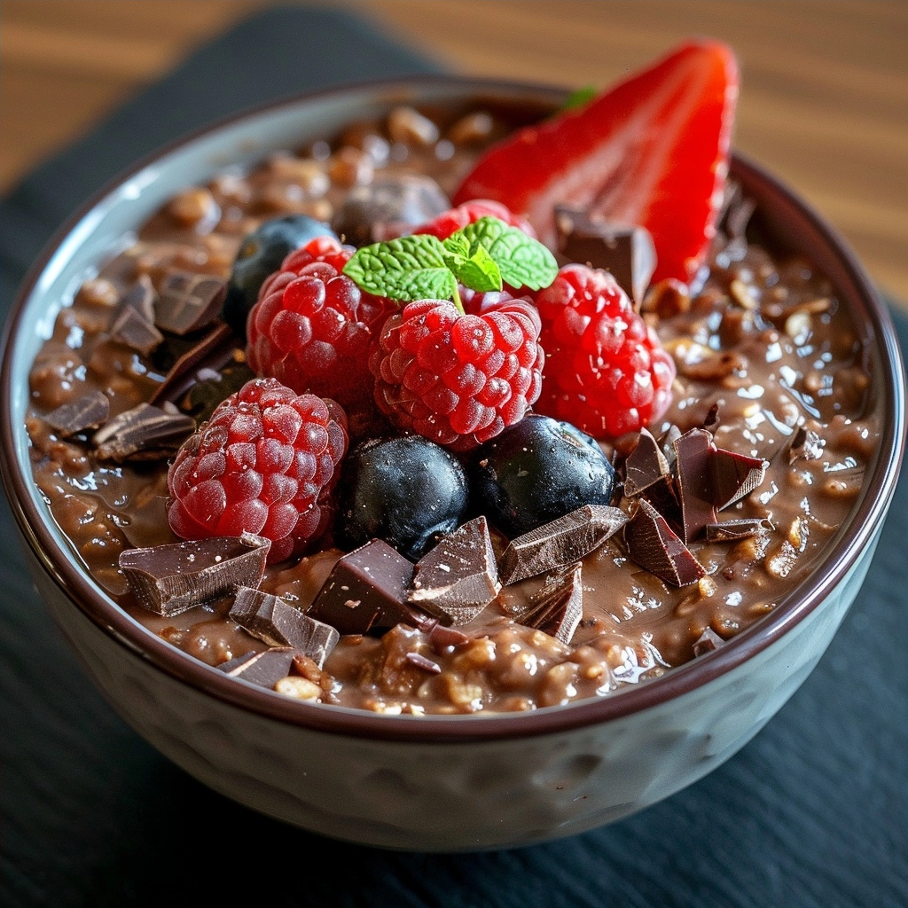 Healthy High-Fibre Chocolate Oatmeal for Energy